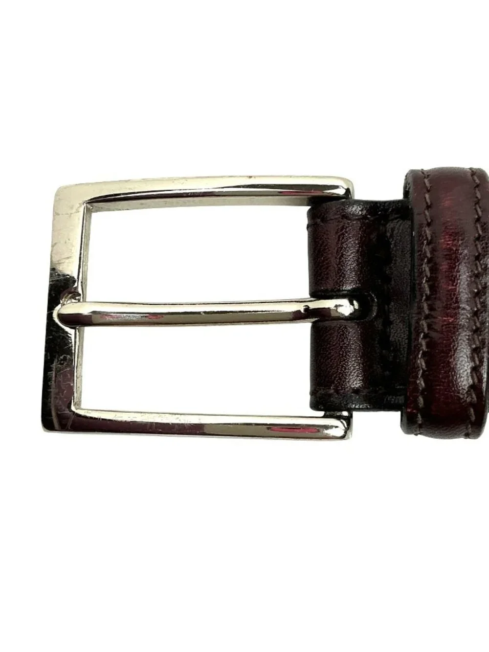 Brooks Brothers Brown Leather Belt With Silver Buckle Mens 38 Made In USA